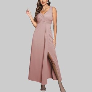 Sz S Pink Evening Dress Cocktail Formal Sleeveless Long Dress